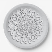 Elegant White Paper Cut Mandala Papieren Bordje (Voorkant)
