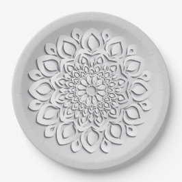Elegant White Paper Cut Mandala Papieren Bordje