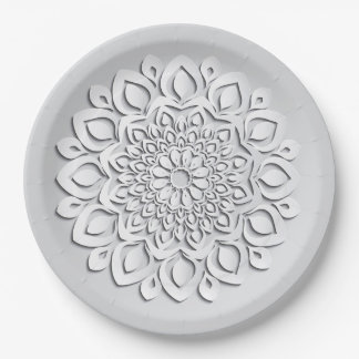 Elegant White Paper Cut Mandala Papieren Bordje