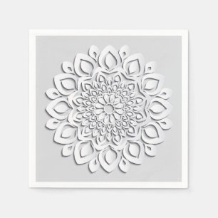 Elegant White Paper Cut Mandala Servet
