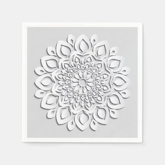 Elegant White Paper Cut Mandala Servet (Voorkant)