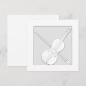 Elegant White Paper Violin & Bow Musician's Bedankkaart (Voorkant / Achterkant)