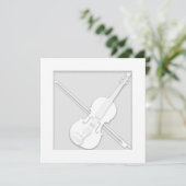 Elegant White Paper Violin & Bow Musician's Bedankkaart (Staand voorkant)