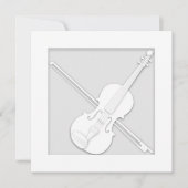 Elegant White Paper Violin & Bow Musician's Bedankkaart (Voorkant)