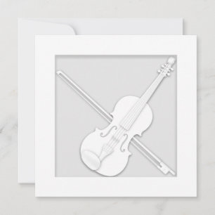 Elegant White Paper Violin & Bow Musician's Bedankkaart