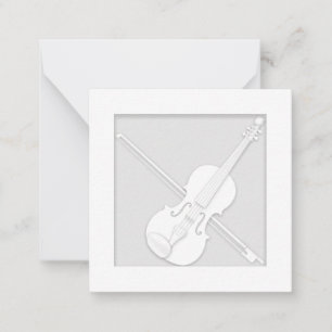 Elegant White Paper Violin & Bow Musician's Notitiekaartje
