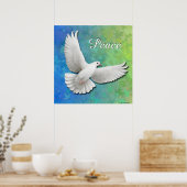 Elegant White Peace Dove Print (Keuken)