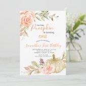 Elegant White Peach Waterverf Herfst Pumpkin Invit Kaart (Staand voorkant)