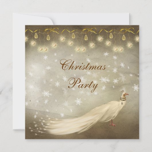 Elegant White Peacock Classy Kerstparty Kaart (Voorkant)