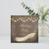 Elegant White Peacock Corporate Kerstparty Kaart (Staand voorkant)