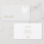 Elegant White Peacock Feather Visitekaartje (Voorkant / Achterkant)