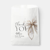 Elegant White Pearl Bow Baby shower Bedankt Bedankzakje (Voorkant)