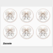 Elegant White Pearl Bow Baby shower Bedankt Ronde Sticker (Vel)