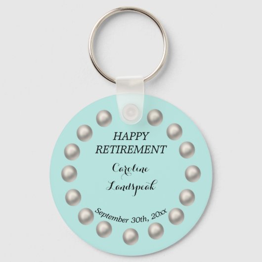 Elegant White Pearls for Happy Retirement Sleutelhanger (Voorkant)