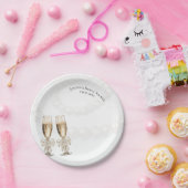 Elegant White Pearls & Prosecco Bridal Shower  Papieren Bordje (Feest)