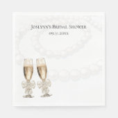 Elegant White Pearls & Prosecco Bridal Shower Servet (Voorkant)