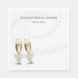 Elegant White Pearls & Prosecco Bridal Shower Servet