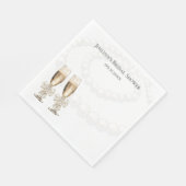 Elegant White Pearls & Prosecco Bridal Shower Servet (Hoek)