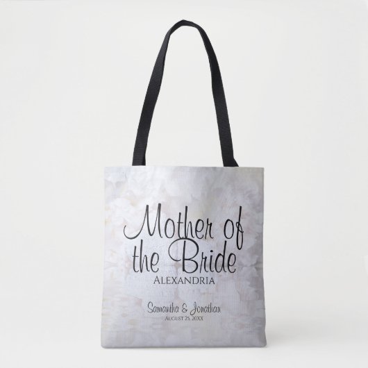 Elegant White Peonies Moeder van het bruidshuwelij Tote Bag (Voorkant)