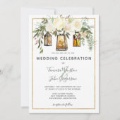 Elegant White Peonies & Rustic Gold Lantern Kaart (Voorkant)