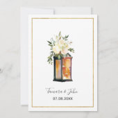 Elegant White Peonies & Rustic Gold Lantern Kaart (Achterkant)