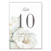 Elegant White Peonies Wedding Table Number Kaart (Voorkant)