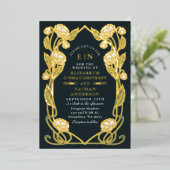 Elegant White Peony Art Nouveau Floral Wedding Folie Uitnodiging (Staand Voorkant)