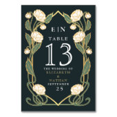 Elegant White Peony Art Nouveau Floral Wedding Kaart (Achterkant)