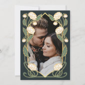 Elegant White Peony Art Nouveau Wedding Photo Save The Date (Achterkant)