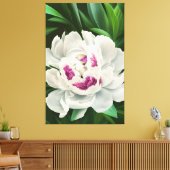 Elegant White Peony met roze Floral Digital Canvas Afdruk (Insitu (Woonkamer))