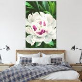 Elegant White Peony met roze Floral Digital Canvas Afdruk (Insitu (Slaapkamer))