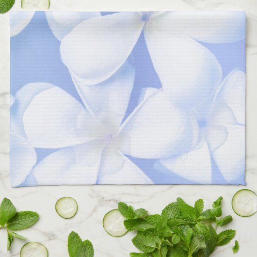 Elegant White Periwinkle Floral | Keukenhanddoek (Gevouwen)