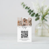 Elegant White Photo Monogram Weddenschap QR Code R Visitekaartje (Staand voorkant)