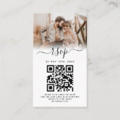 Elegant White Photo Monogram Weddenschap QR Code R Visitekaartje (Voorkant)