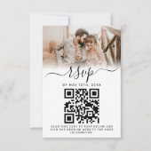 Elegant White Photo Monogram Weddenschap QR Code RSVP Kaartje (Voorkant)