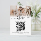 Elegant White Photo Monogram Weddenschap QR Code RSVP Kaartje (Staand voorkant)