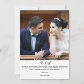 Elegant White Photo Wedding Announding Kaart (Achterkant)