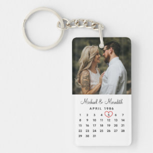 Elegant White Photo Wedding Jubileum Agenda Sleutelhanger
