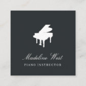 Elegant White Piano Instructor Music Teacher Vierkante Visitekaartje (Voorkant)
