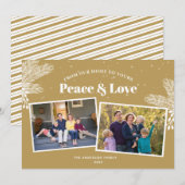 Elegant White Pine op Gold 2-foto's met kerstmis Feestdagenkaart (Voorkant / Achterkant)