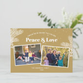 Elegant White Pine op Gold 2-foto's met kerstmis Feestdagenkaart (Staand voorkant)