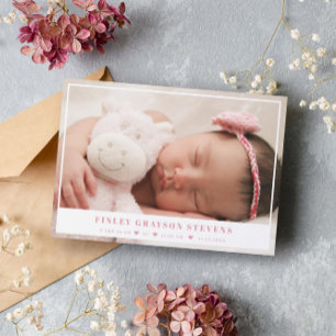 Elegant White Pink Baby Foto Aankondiging