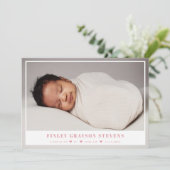 Elegant White Pink Baby Foto Aankondiging (Staand voorkant)