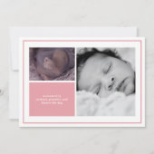 Elegant White Pink Baby Foto Aankondiging (Achterkant)