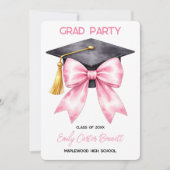 Elegant White Pink Coquette Bow Girly Graduation Kaart (Voorkant)