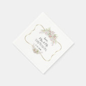 Elegant White Pink Flowers Gold Lijst Weddenschap Servet (Hoek)