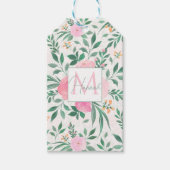 Elegant White Pink Flowers Waterverf Floral Cadeaulabel (Voorkant)