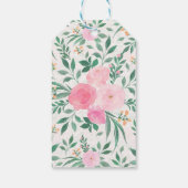 Elegant White Pink Flowers Waterverf Floral Cadeaulabel (Achterkant)
