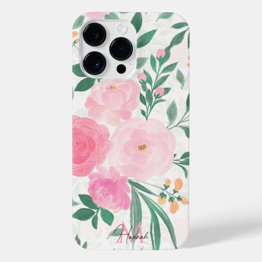 Elegant White Pink Flowers Waterverf Floral iPhone Hoesje (Achterkant)