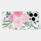Elegant White Pink Flowers Waterverf Floral iPhone Hoesje (Achterkant horizontaal)